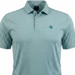 Donald Ross Sport Polo Shirt Mens XL Short Sleeve Striped Teal White Golf Top